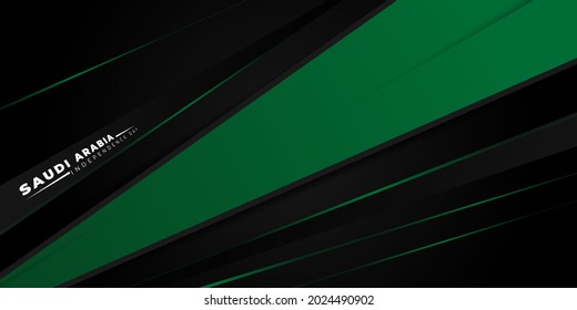 Black green Geometric background design. Saudi Arabia Independence day. Good template for Saudi Arabia Independence day or national day design