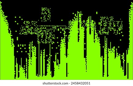 Pantalla negra y verde con problemas. Vector de fondo abstracto.