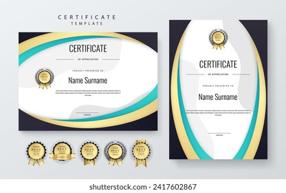 Black green and gold vector modern luxury certificate corporate template design