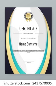 Black green and gold vector professional and modern award corporate certificate design template