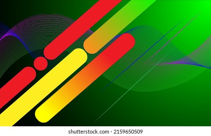 fondo de gradiente negro y verde elementos de línea ondulada geométrica rosa y verde componen fondo