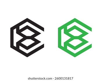Black and Green Hexagonal Letter B Logo Design for Tech and Finance Companies
