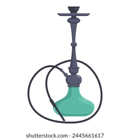Black green hookah icon cartoon vector. Smoking equipment. Arabian leisure