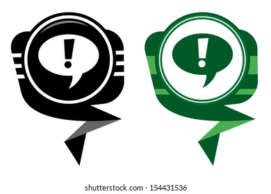 Black and green Icon with exclamation mark