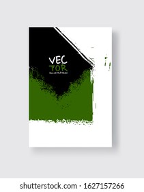 Black green ink brush stroke on white background. Minimalistic style. Vector illustration of grunge element stains.Vector brushes illustration.