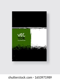 Black green ink brush stroke on white background. Minimalistic style. Vector illustration of grunge element stains.Vector brushes illustration.