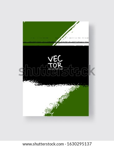 Black green ink brush stroke on white background. Minimalistic style. Vector illustration of grunge element stains.Vector brushes illustration.