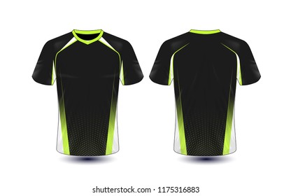 Black and green layout e-sport t-shirt design template