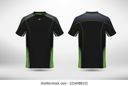 Black and green layout e-sport t-shirt design template