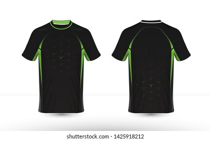 Black and green layout e-sport t-shirt design template