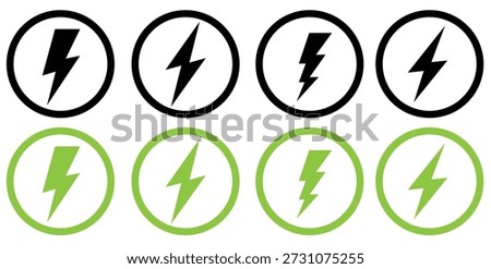 Black and green lightning bolt icons.