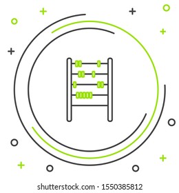 Black and green line Abacus icon isolated on white background. Traditional counting frame. Education sign. Mathematics school. Colorful outline concept. Vector Illustration
