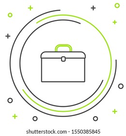 Black and green line Briefcase icon isolated on white background. Business case sign. Business portfolio. Colorful outline concept. Vector Illustration