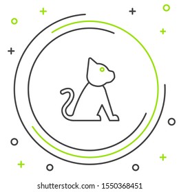Black and green line Cat icon isolated on white background. Colorful outline concept. Vector Illustration