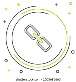 Black and green line Chain link icon isolated on white background. Link single. Hyperlink chain symbol. Colorful outline concept. Vector Illustration
