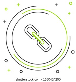 Black and green line Chain link icon isolated on white background. Link single. Colorful outline concept. Vector Illustration