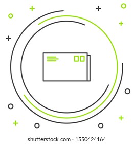 Black and green line Envelope icon isolated on white background. Email message letter symbol. Colorful outline concept. Vector Illustration