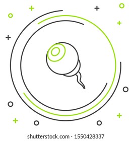 Black and green line Eye icon isolated on white background. Happy Halloween party. Colorful outline concept. Vector Illustration