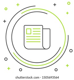 Black and green line File document icon isolated on white background. Checklist icon. Business concept. Colorful outline concept. Vector Illustration