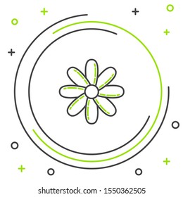 Black and green line Flower icon isolated on white background. Sweet natural food. Colorful outline concept. Vector Illustration