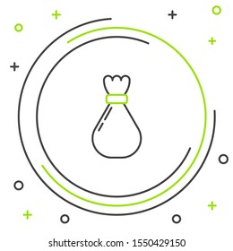 Black and green line Garbage bag icon isolated on white background. Colorful outline concept. Vector Illustration