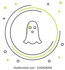 Black and green line Ghost icon isolated on white background. Happy Halloween party. Colorful outline concept. Vector Illustration