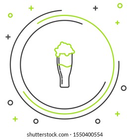Black and green line Glass of beer icon isolated on white background. Colorful outline concept. Vector Illustration