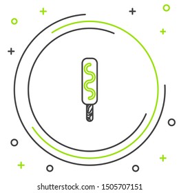 Black and green line Ice cream icon isolated on white background. Sweet symbol. Colorful outline concept. Vector Illustration