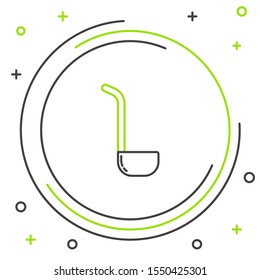 Black and green line Kitchen ladle icon isolated on white background. Cooking utensil. Cutlery spoon sign. Colorful outline concept. Vector Illustration