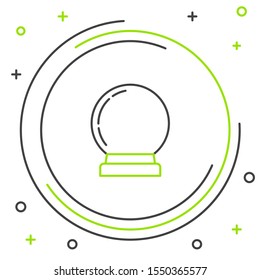 Black and green line Magic ball icon isolated on white background. Crystal ball. Colorful outline concept. Vector Illustration