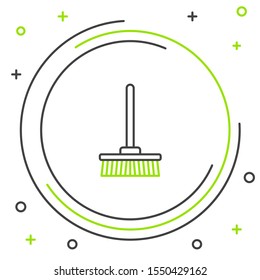 Black and green line Mop icon isolated on white background. Cleaning service concept. Colorful outline concept. Vector Illustration