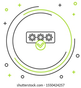 Black and green line Password protection and safety access icon isolated on white background. Security, safety, protection, privacy concept. Colorful outline concept. Vector Illustration