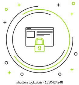 Black and green line Secure your site with HTTPS, SSL icon isolated on white background. Internet communication protocol. Colorful outline concept. Vector Illustration