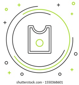 Black and green line Sewing Pattern icon isolated on white background. Markings for sewing. Colorful outline concept. Vector Illustration