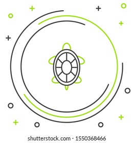 Black and green line Turtle icon isolated on white background. Colorful outline concept. Vector Illustration