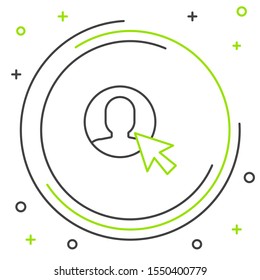 Black and green line User of man in business suit icon isolated on white background. Business avatar symbol - user profile icon. Male user sign. Colorful outline concept. Vector Illustration