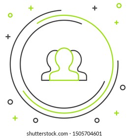 Black and green line Users group icon isolated on white background. Group of people icon. Business avatar symbol - users profile icon. Colorful outline concept. Vector Illustration