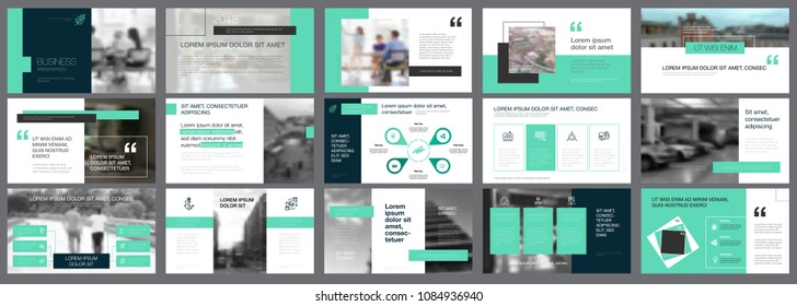 Black and green marketing or planning concept infographics set. Business design elements for presentation slide templates. For corporate report, advertising, leaflet layout and poster design.