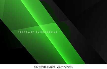 Black and green modern abstract background with geometric shapes and diagonal lines. Vector illustration
