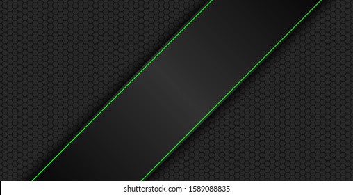 Black and green modern material design with polygon background, corporate template for your business, vector abstract widescreen background