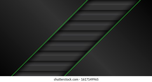 Black and green modern material design background, vector abstract widescreen background, corporate template for your business