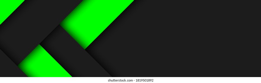 Cabecera de diseño de materiales modernos en negro y verde. Fondo de pantalla panorámica abstracto vectorial