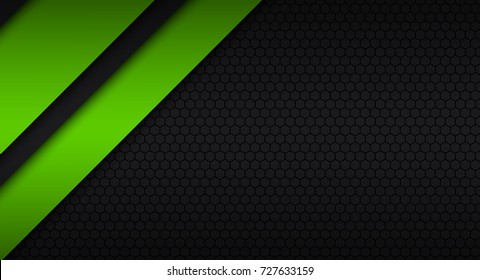 Black and green modern material design with a hexagonal pattern, corporate template for your business, vector abstract widescreen background