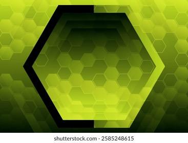 Black and green mosaic hexagons abstract geometric background. Vector technology minimal design
