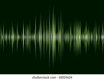 Black And Green Music Inspire Graphic Equalizer Wave And Black Background