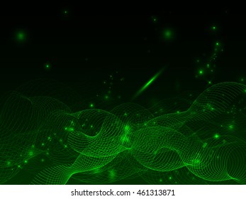 Abstract Green Particle Background Flow Wave Stock Vector (Royalty Free ...