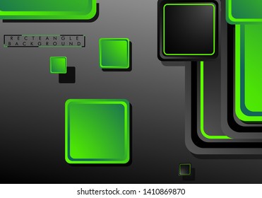 Black and green neon squares abstract hi-tech background. Vector geometric design

