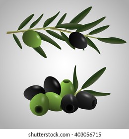 Black and green olive set