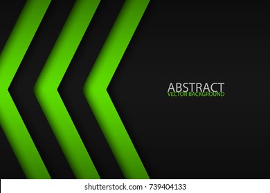 Black and green overlayed arrows, abstract modern vector background with place for your text