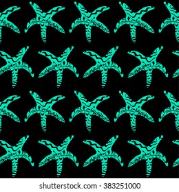 Black And Green Pattern With Ornamental Starfish